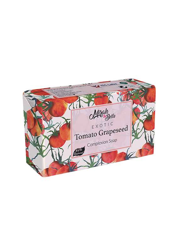 mirah belle - organic tomato grapeseed complexion soap bar -for skin brightening & glow, 125 gm - 17530661 - Zoom Image - 0