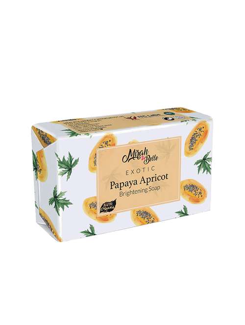 mirah belle - organic papaya apricot brightening soap bar - for tanned & fatigued skin, 125 gm - 17530663 - Standard Image - 0