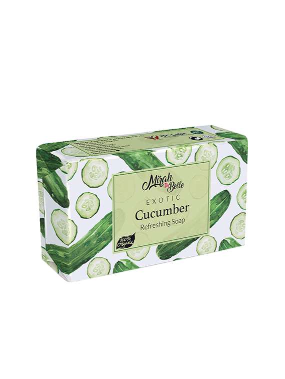 mirah belle - organic cucumber refreshing soap bar - for dull & distressed skin. helps cool and rejuvenate, 125 gm