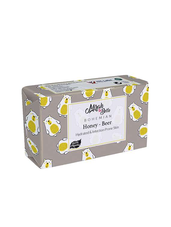 mirah belle - organic honey beer conditioning soap bar - for dehydrated & infection prone skin, 125 gm