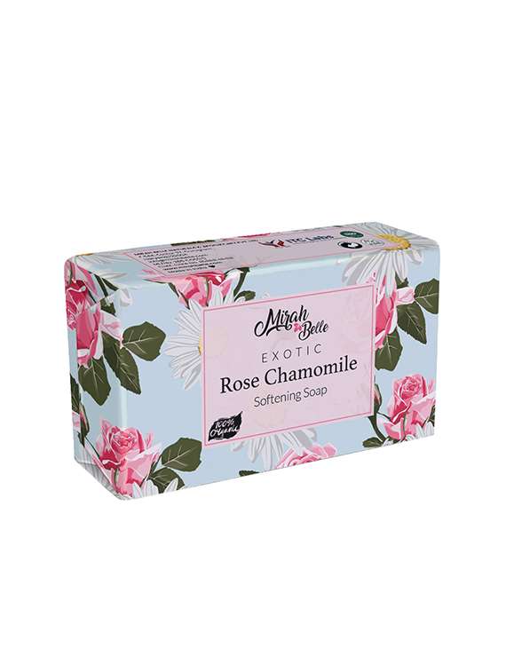 mirah belle - organic rose chamomile softening soap bar - for dry & cracked skin. helps makes skin soft & smooth, 125 gm