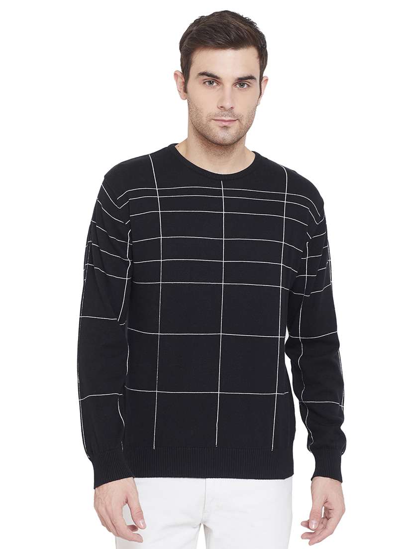 black checkered pullover