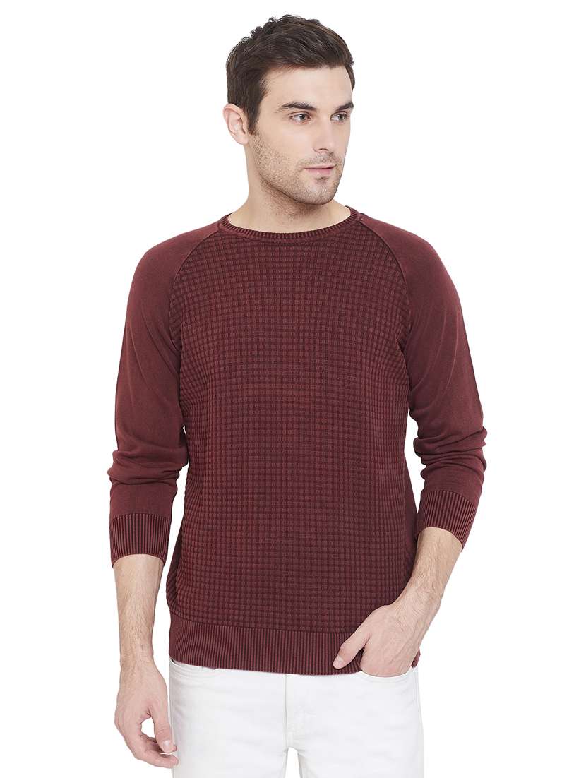 maroon self design pullover - 17531196 - Zoom Image - 0