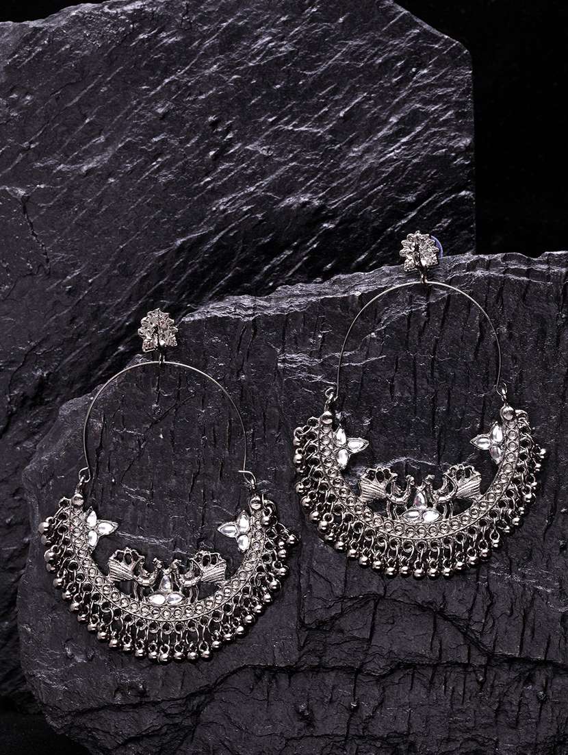 silver metal chandballi earring