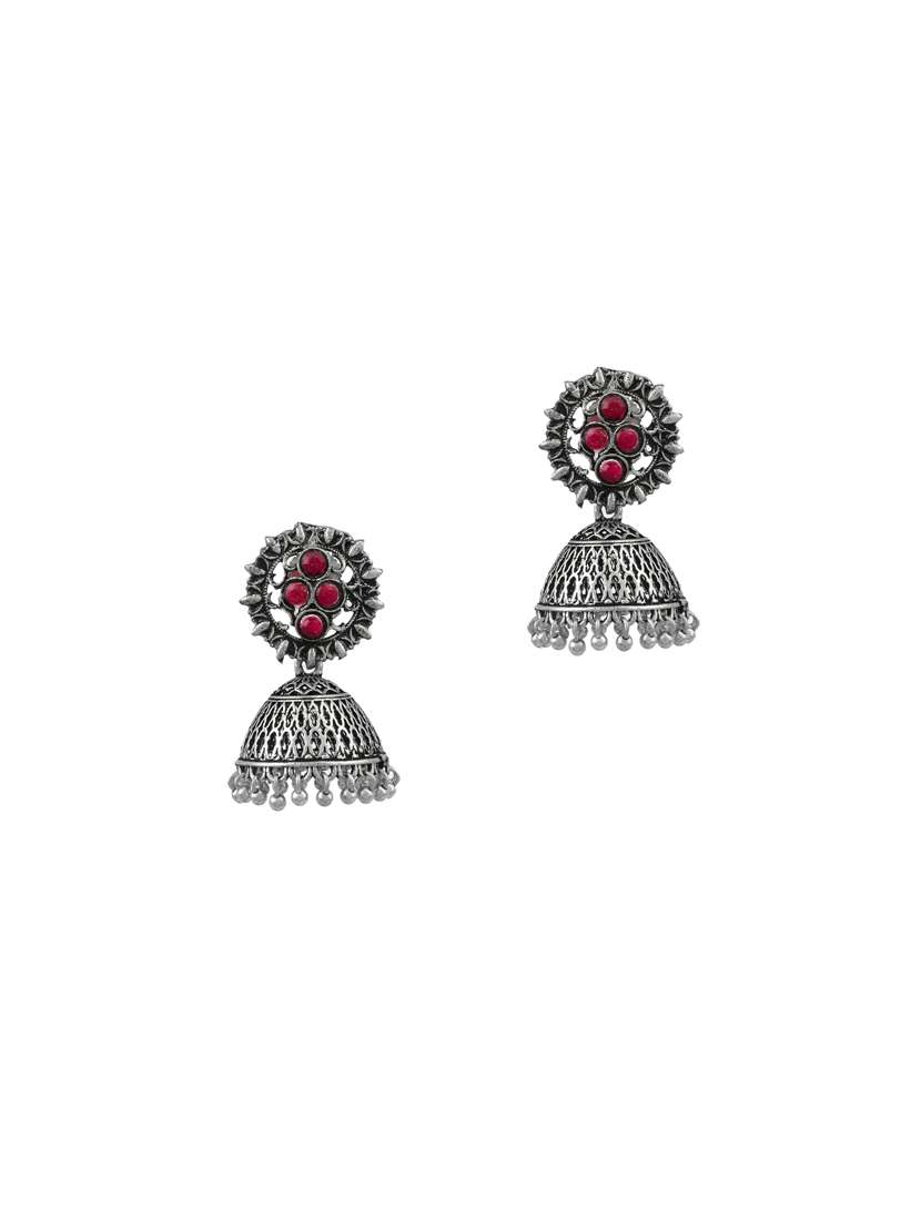 silver brass jhumka earring - 17531443 - Zoom Image - 0
