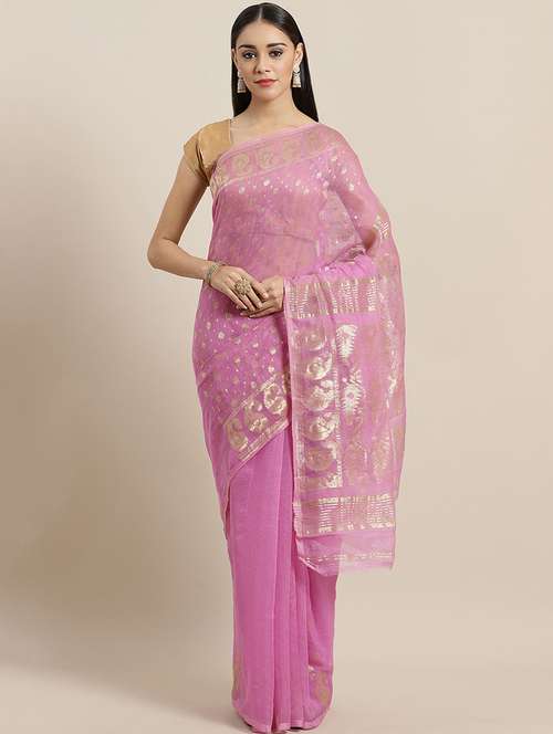 self design jamdani saree - 17533258 - Standard Image - 0