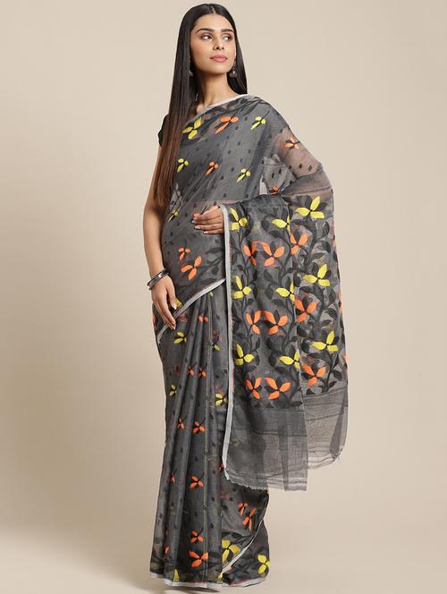 self design jamdani saree - 17533272 - Standard Image - 0