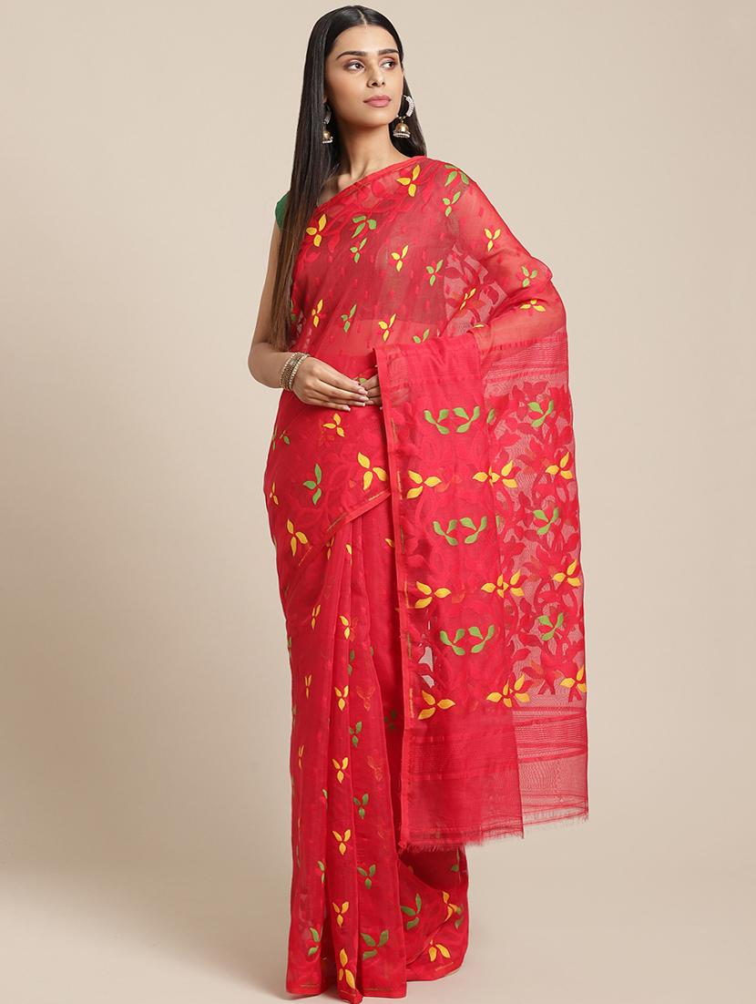 women's self design red colored saree - 17533276 - Zoom Image - 0