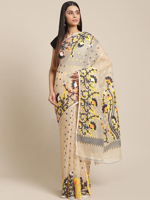 self design jamdani saree - 17533287 - Standard Image - 0