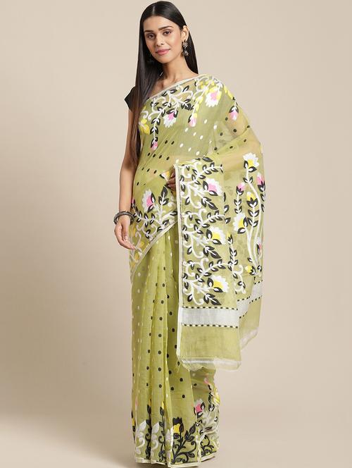 self design jamdani saree - 17533288 - Standard Image - 0