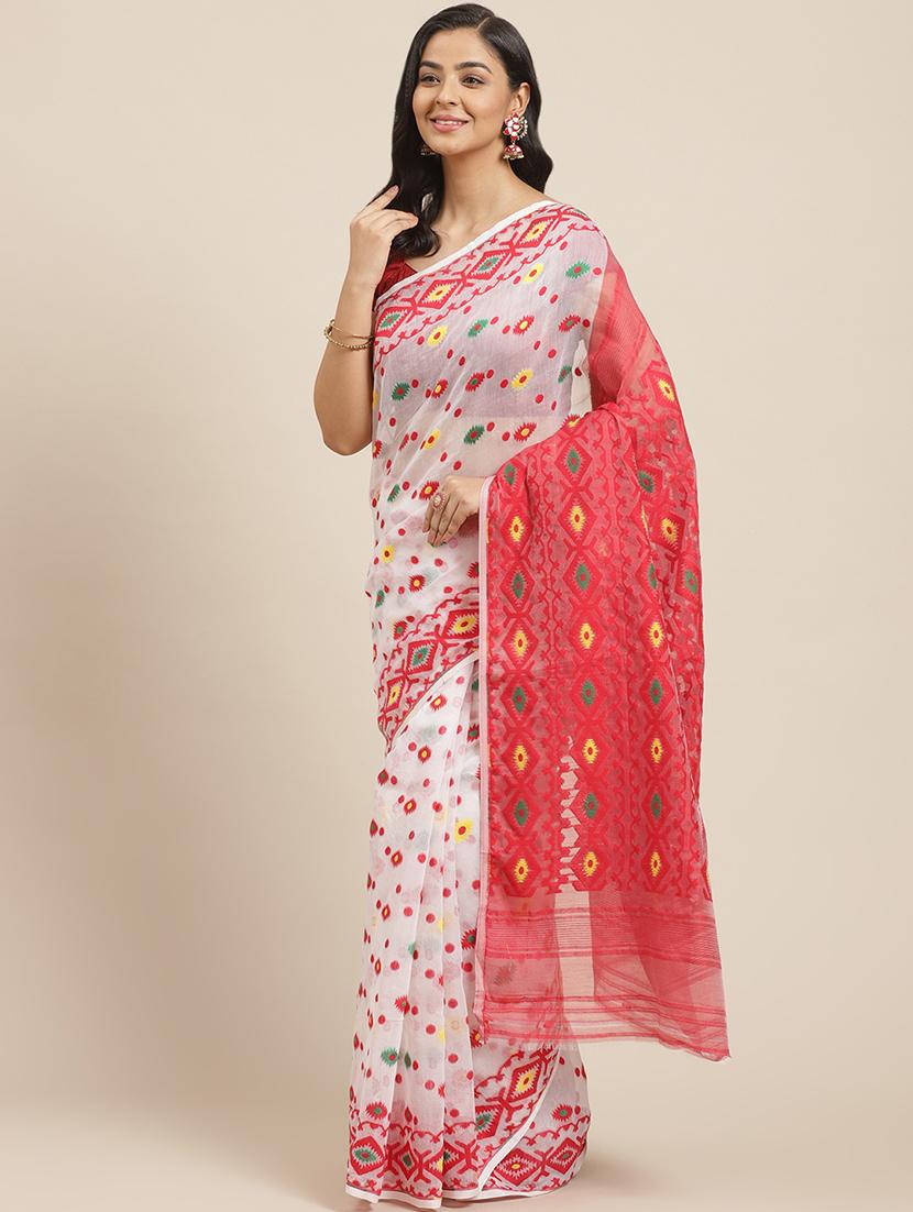 self design jamdani saree - 17533293 -  Zoom Image - 0