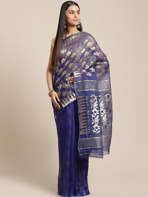 women's self design blue colored saree - 17533297 - Standard Image - 0