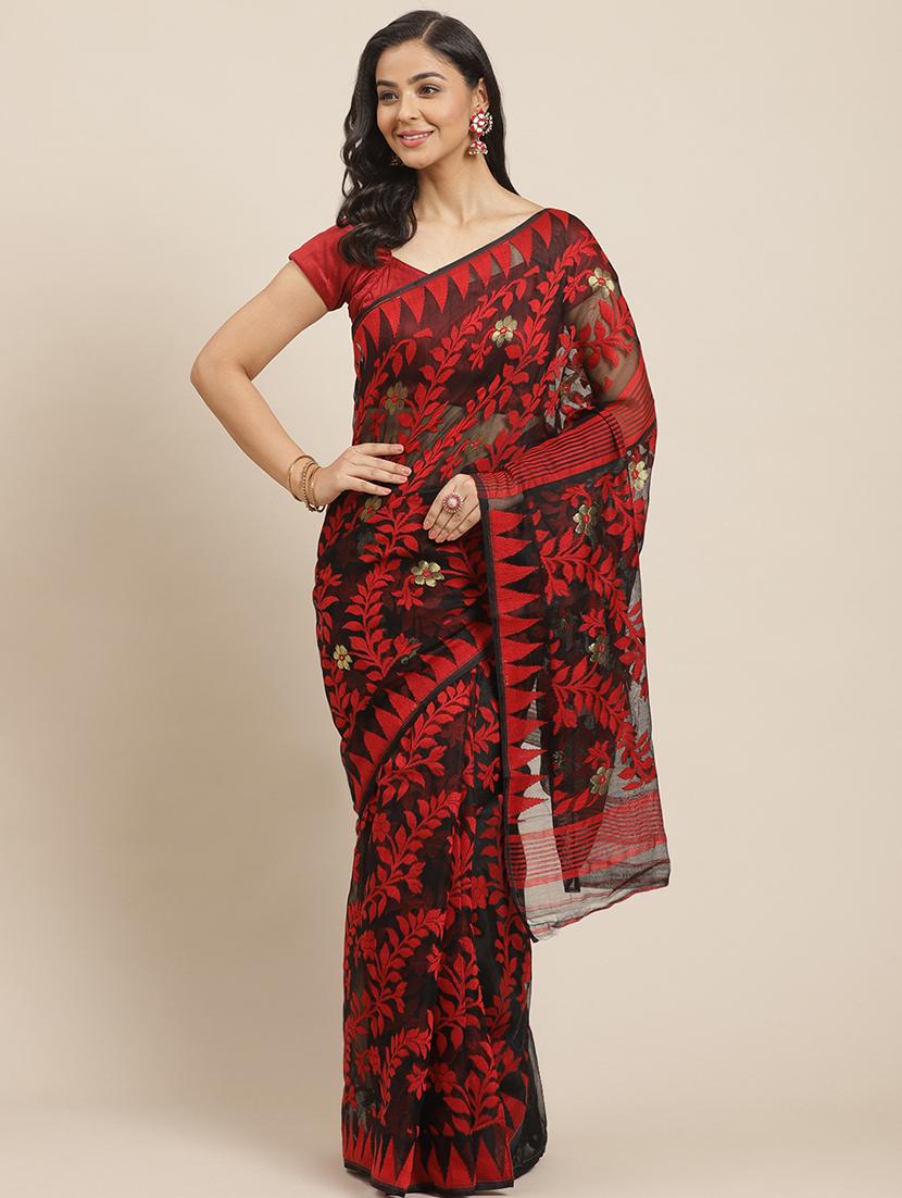 self design jamdani saree - 17533299 - Zoom Image - 0