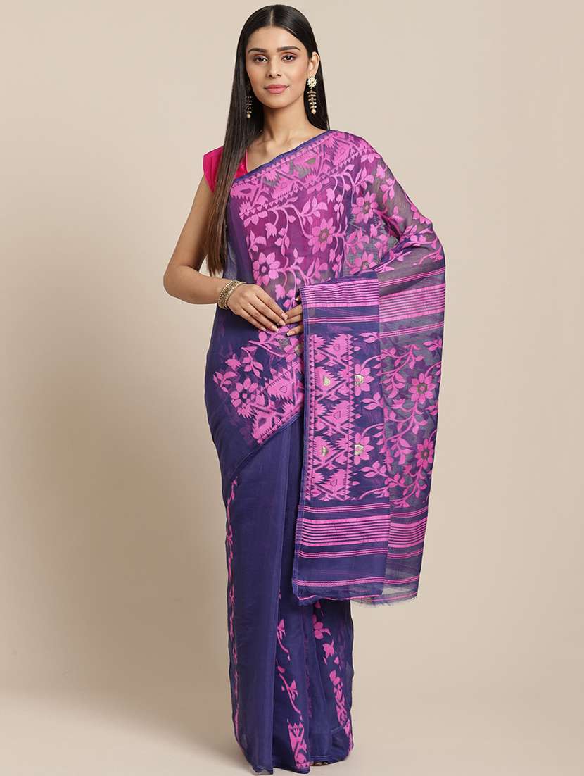women's floral blue colored saree - 17533319 - Zoom Image - 0