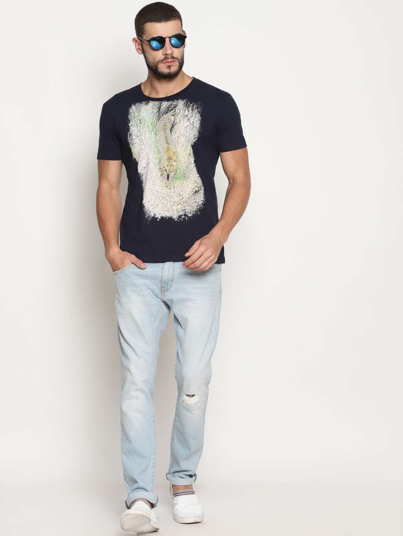 navy blue printed t-shirt - 17533670 -  Standard Image - 3
