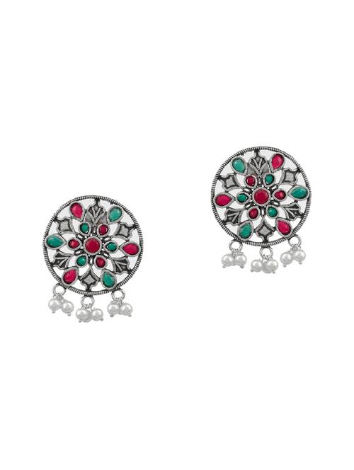 silver brass studs earring - 17533700 - Standard Image - 0