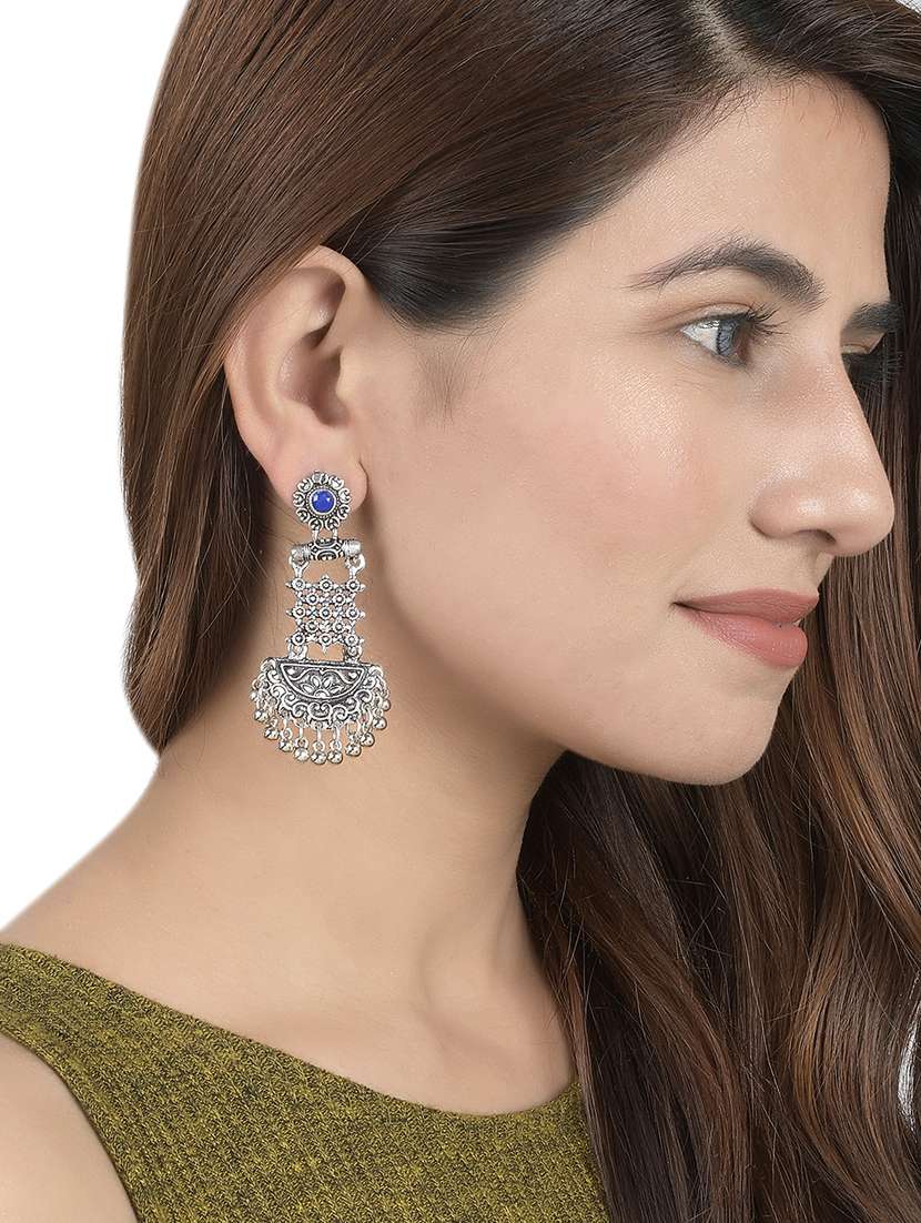 silver brass drop earring - 17533701 -  Standard Image - 3