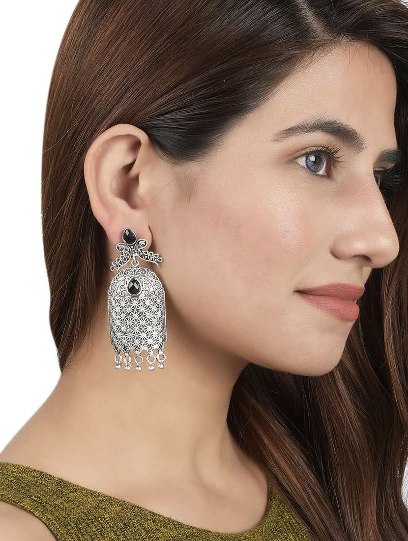 silver brass drop earring - 17533709 - Standard Image - 3