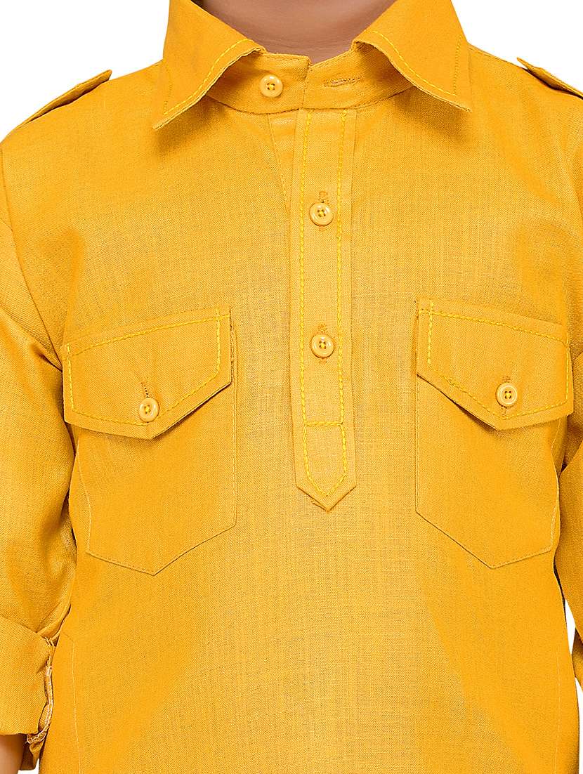 yellow cotton kurta set  - 17534051 -  Standard Image - 3