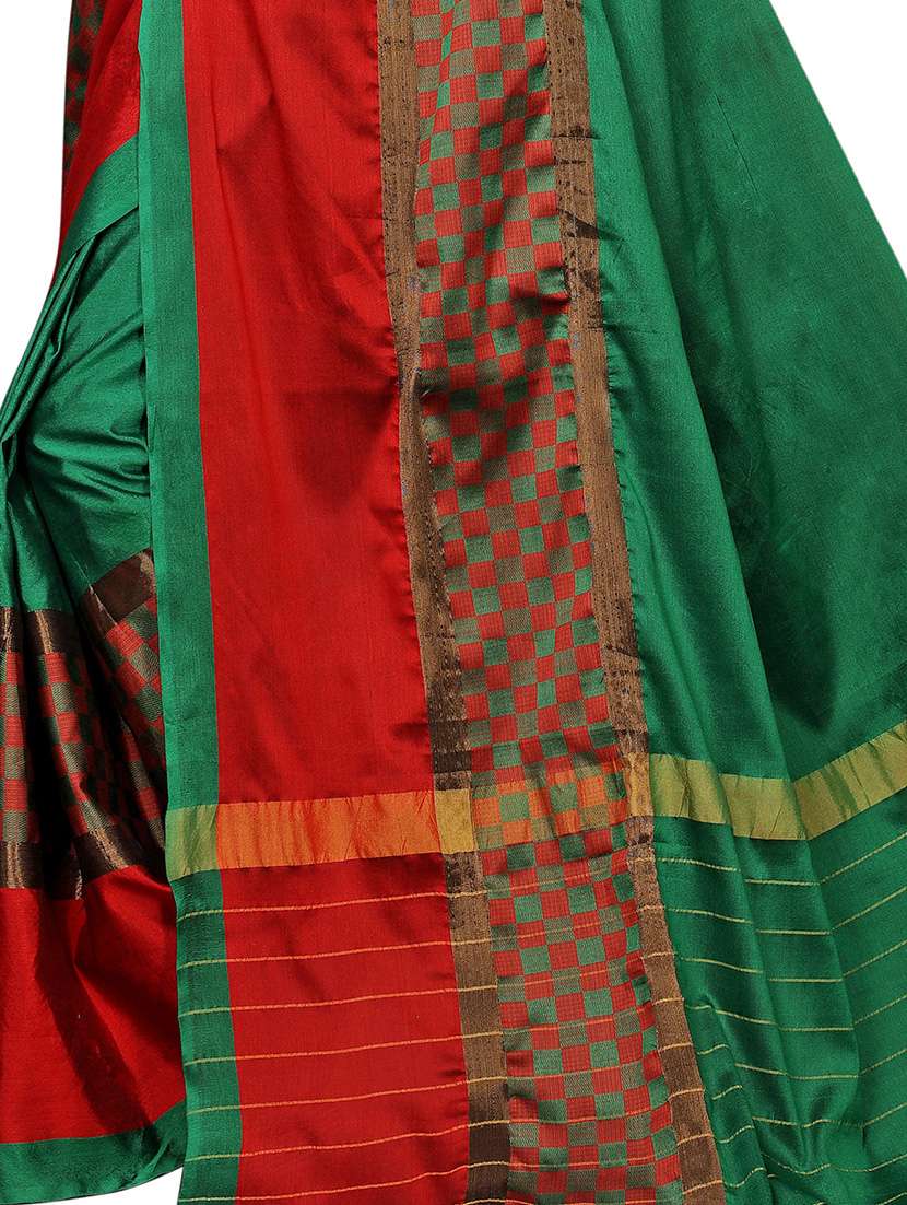 solid bordered saree with blouse - 17534235 - Standard Image - 3