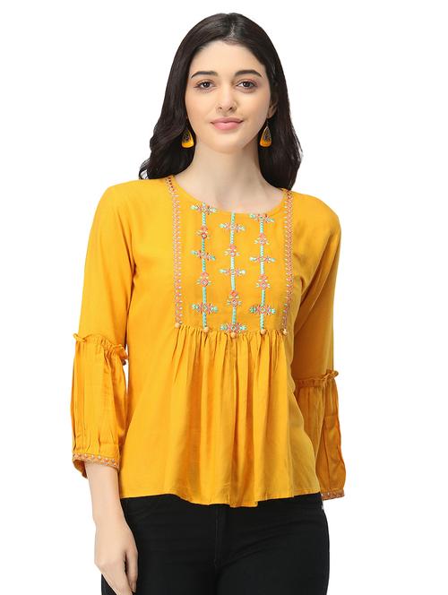 flute sleeves embroidered top  - 17534800 -  Standard Image - 0