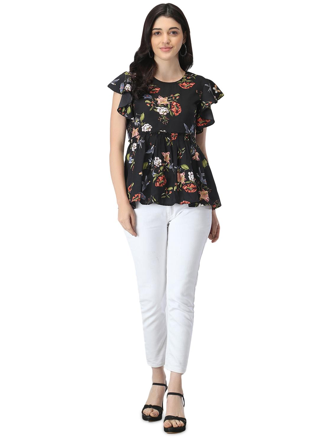 ruffle detail floral top - 17534803 - Standard Image - 3