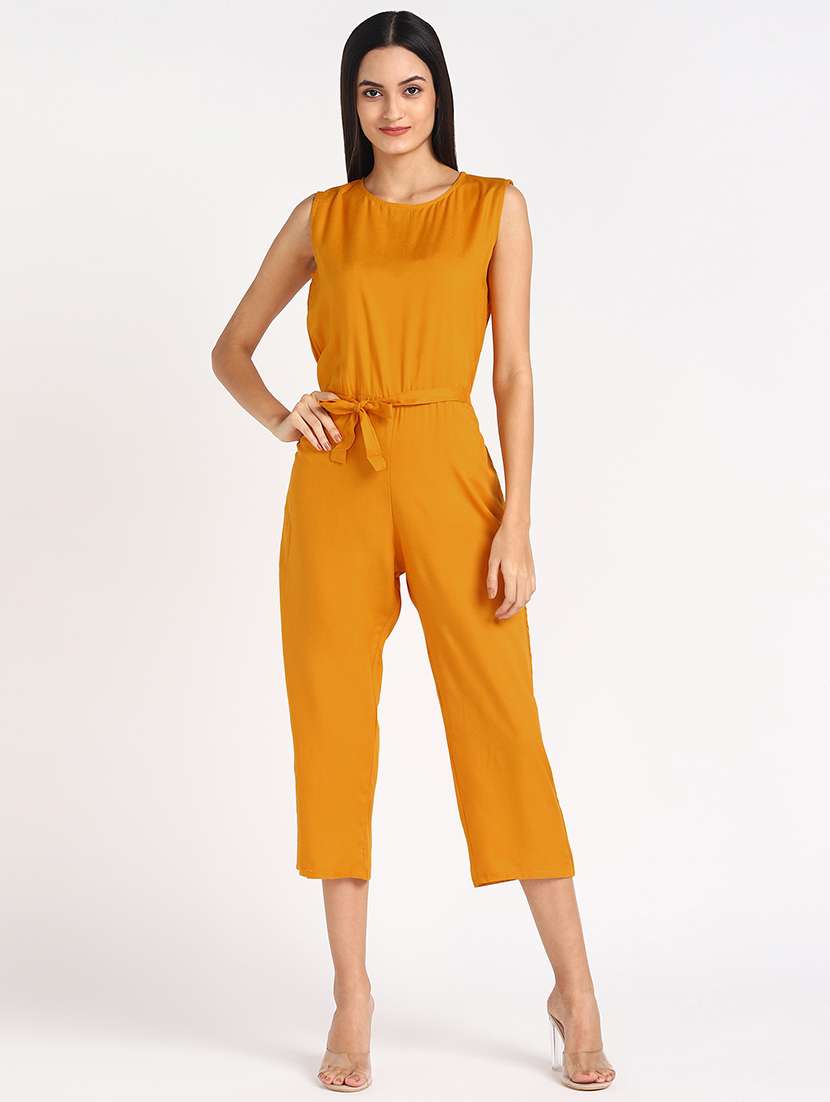 Buy online Tie Front 3/4 Jumpsuit from western wear for Women by