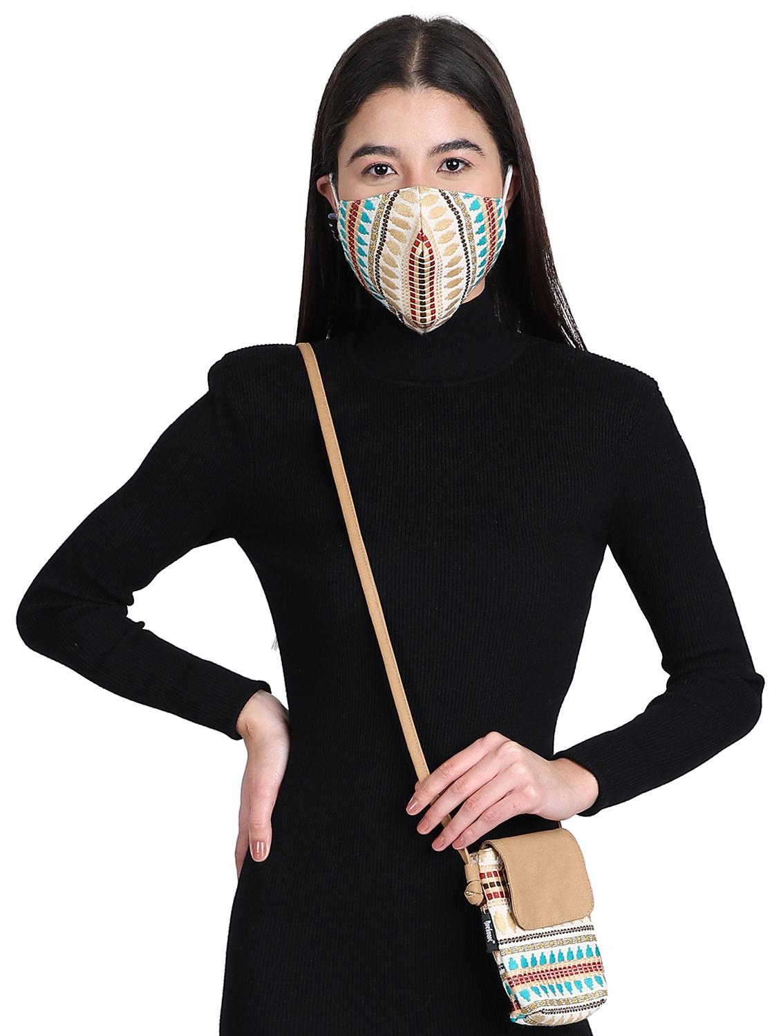 printed anti-pollution women mask with mobile sling