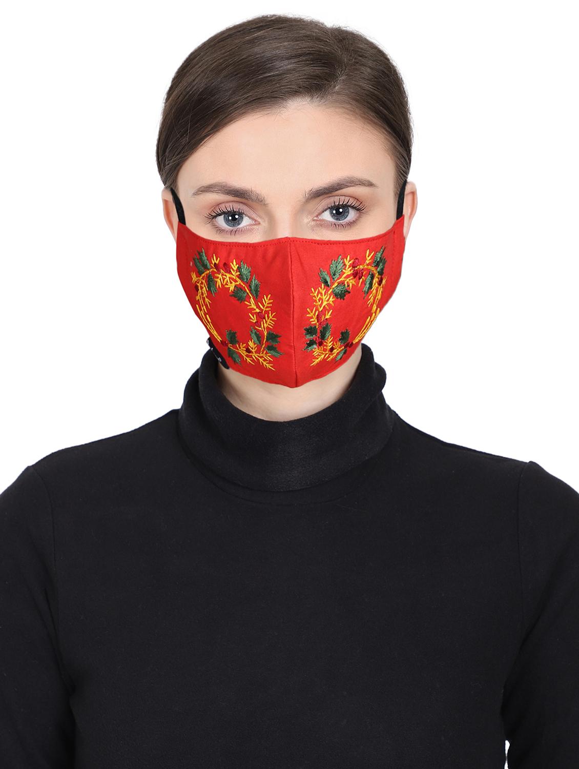 red cotton decorative women mask - 17535004 - Zoom Image - 0