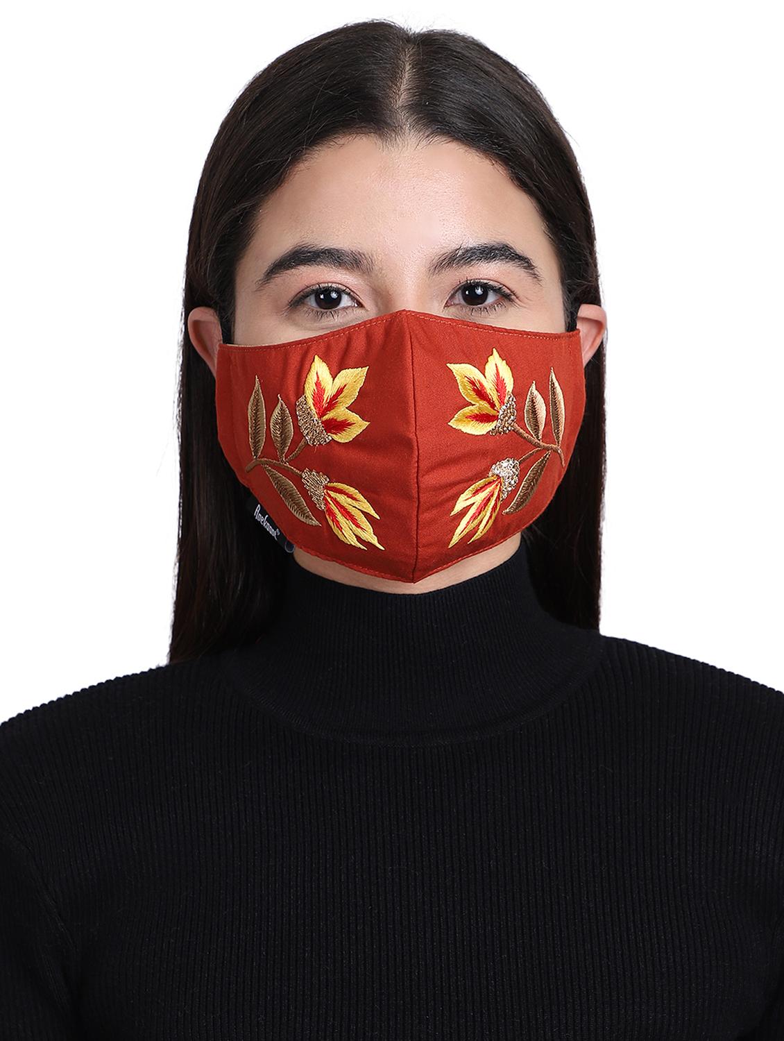 orange cotton decorative women mask - 17535008 - Zoom Image - 0