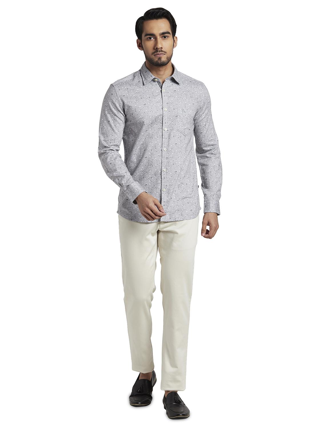cream solid flat front casual trouser - 17535443 - Standard Image - 3