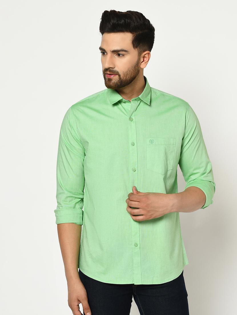 green solid casual shirt - 17535721 - Zoom Image - 0