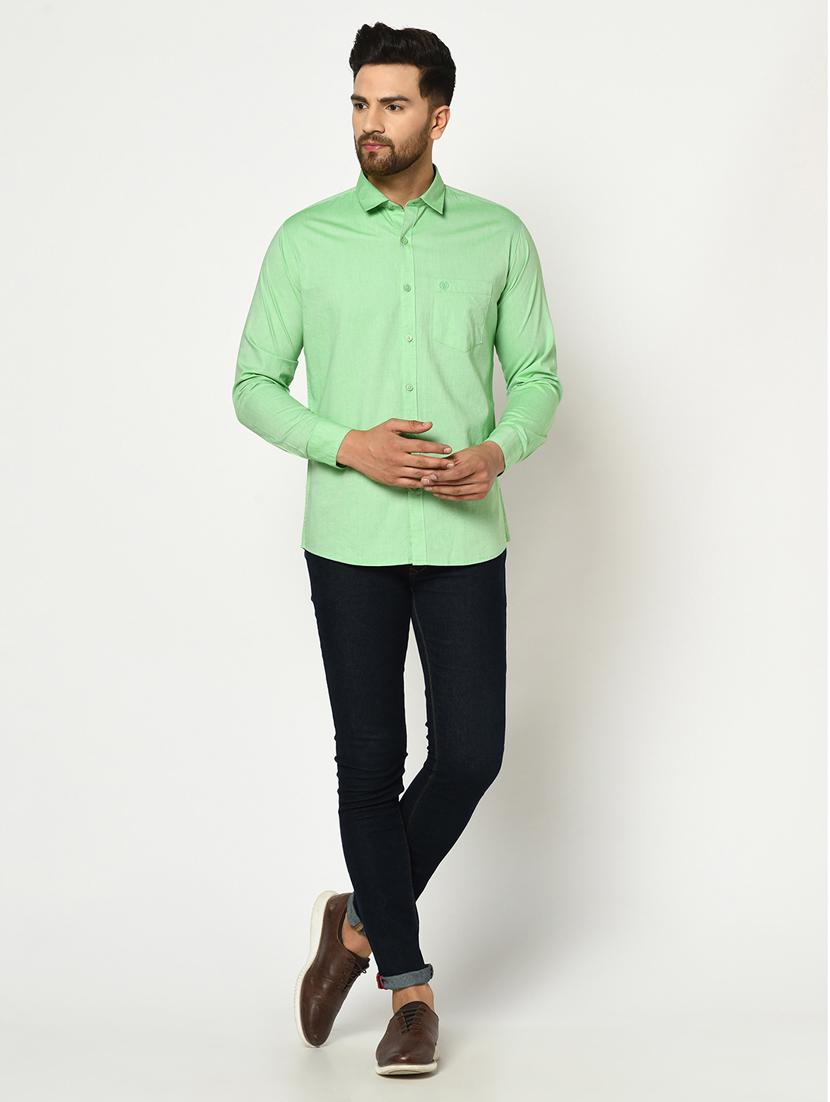 green solid casual shirt - 17535721 - Standard Image - 3