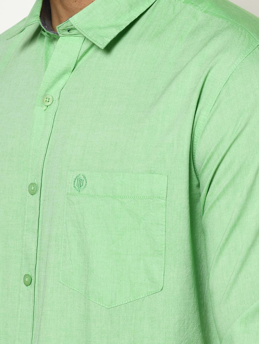 green solid casual shirt - 17535721 - Standard Image - 5