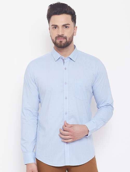 light blue solid casual shirt - 17535729 - Standard Image - 0