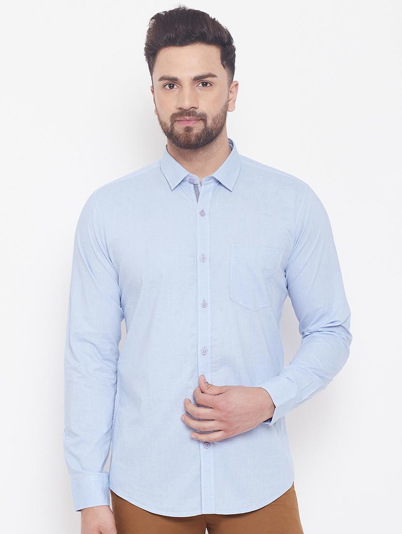 light blue solid casual shirt - 17535729 - Zoom Image - 0