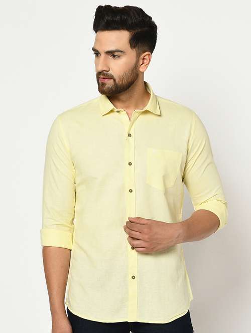 yellow solid casual shirt - 17535753 - Standard Image - 0