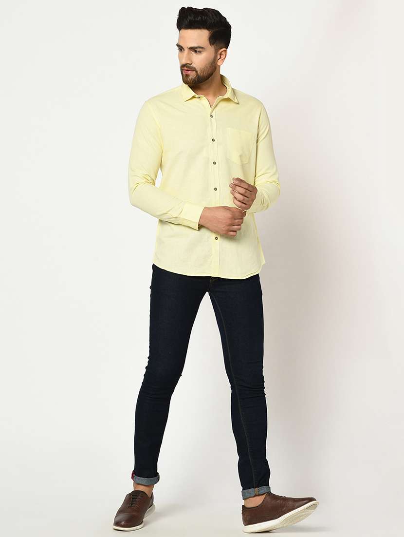 yellow solid casual shirt - 17535753 - Standard Image - 3