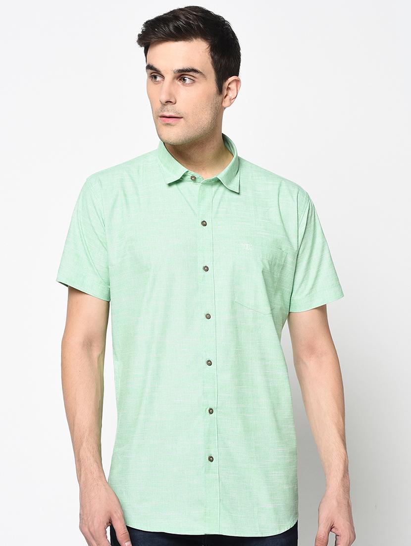 green solid casual shirt - 17535767 -  Zoom Image - 0