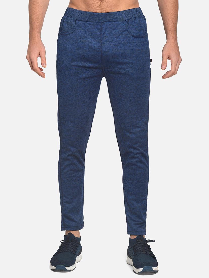 blue solid full length track pant - 17536684 -  Zoom Image - 0
