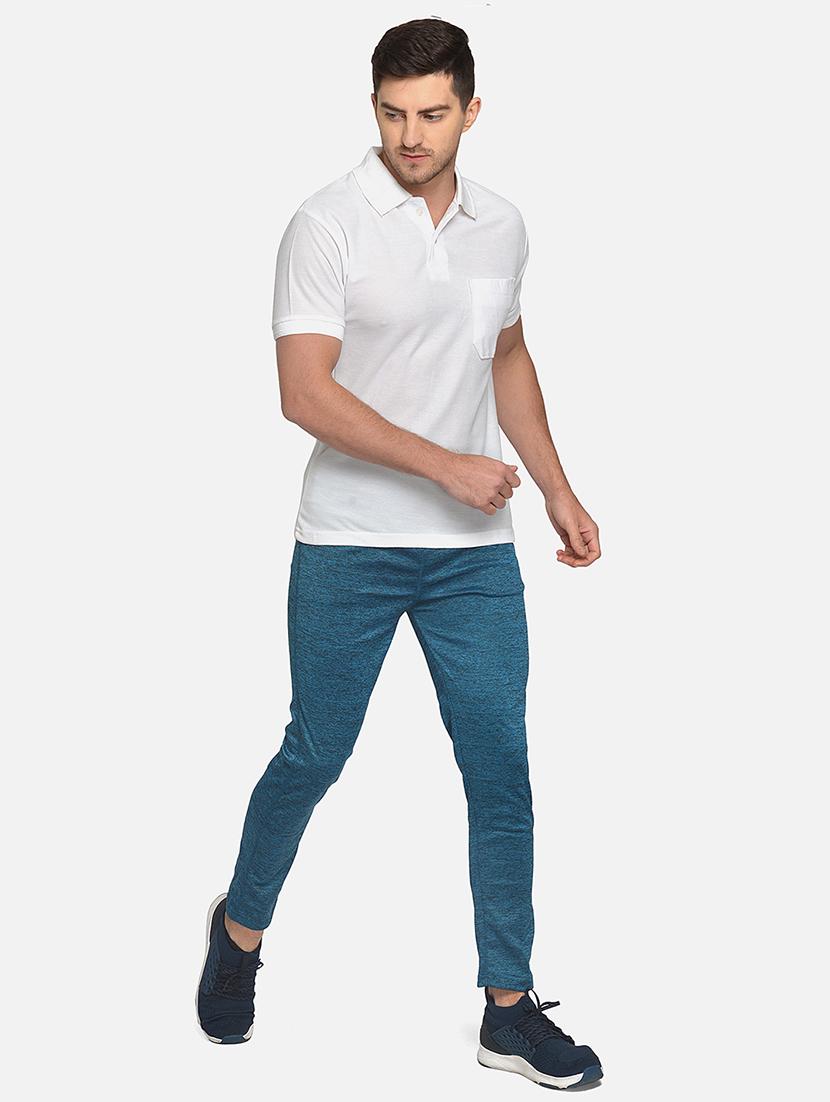 teal blue solid full length track pant - 17536685 - Standard Image - 3