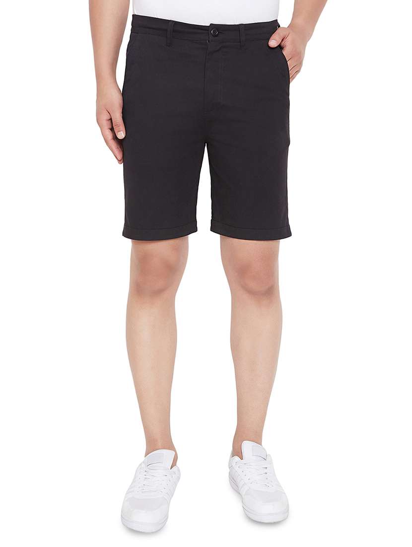 black solid bermuda shorts