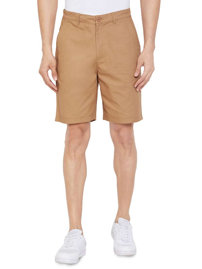 beige solid bermuda shorts