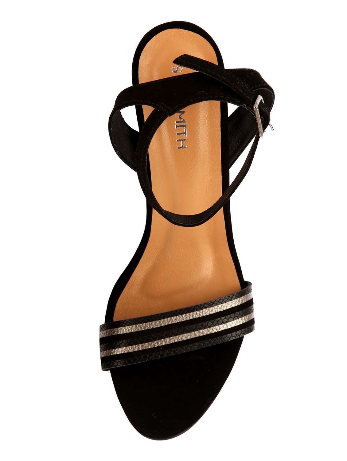 black leatherette ankle strap sandals - 17538477 -  Standard Image - 3
