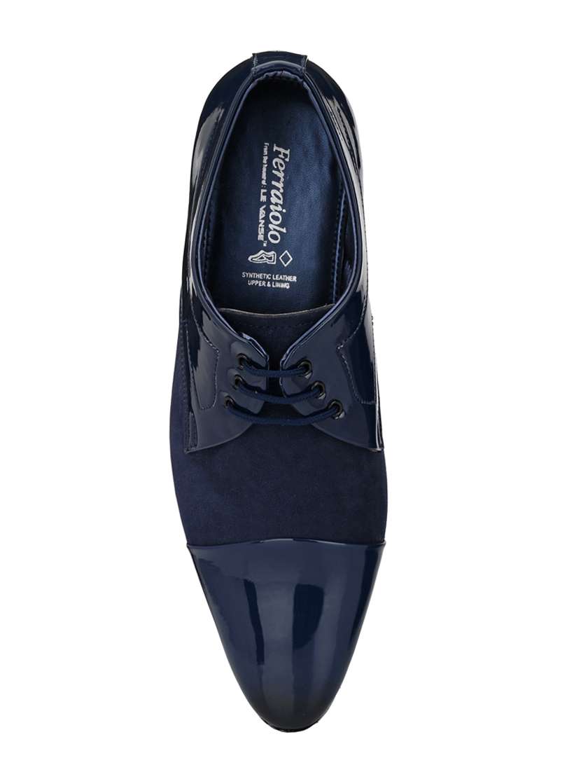 navy synthetic & mesh laceup derbies - 17539374 - Standard Image - 3