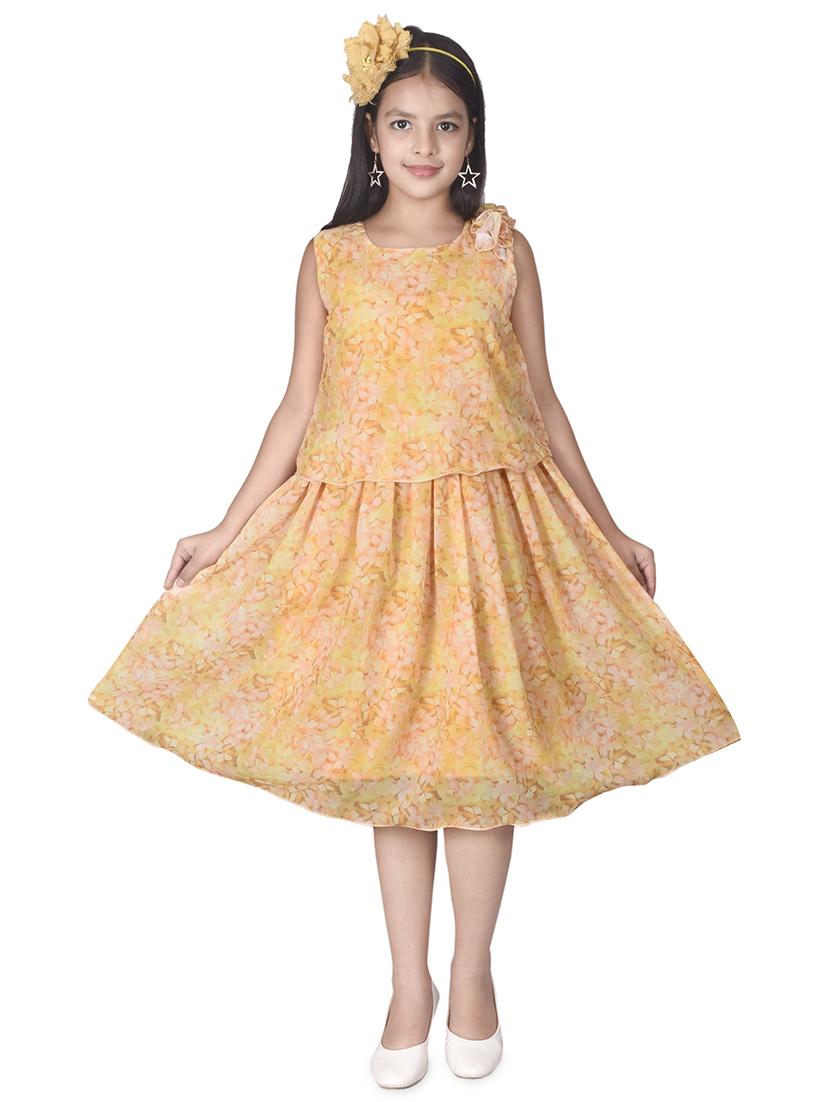 orange layered floral frock - 17539420 - Zoom Image - 0