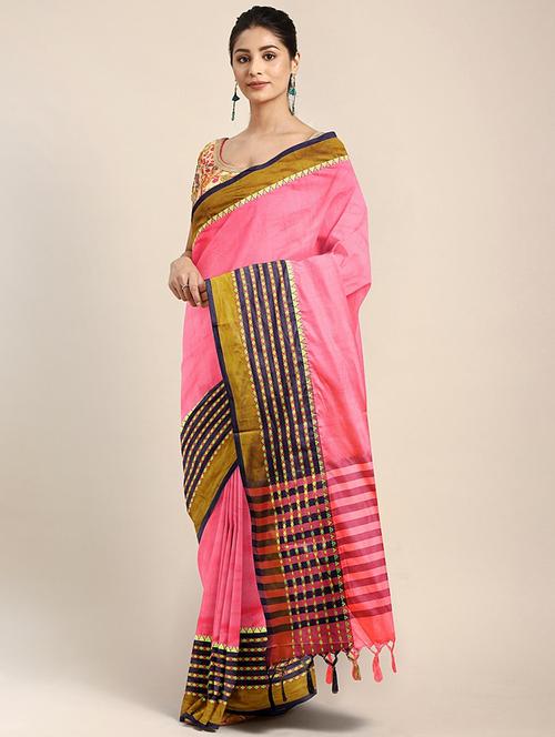 solid bordered saree with blouse - 17541283 -  Standard Image - 0