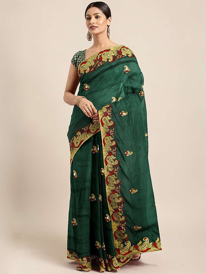 women's embroidered saree with blouse - 17541315 - Zoom Image - 0