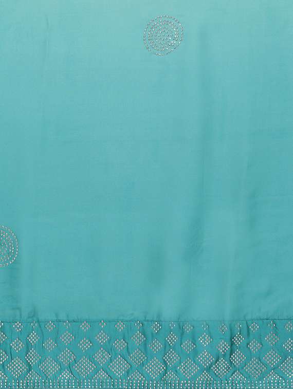 solid embellished bordered saree with blouse - 17541325 -  Standard Image - 3