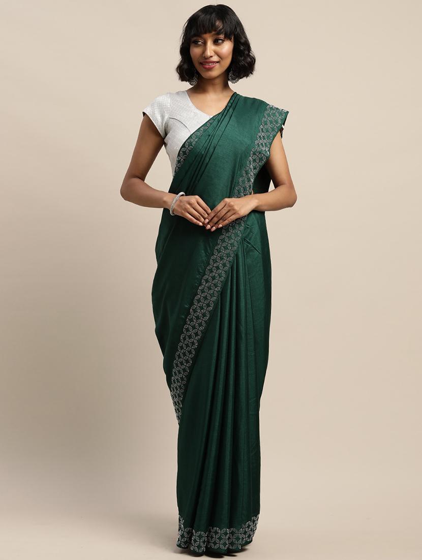 women's bordered green colored saree with blouse - 17541343 - Zoom Image - 0